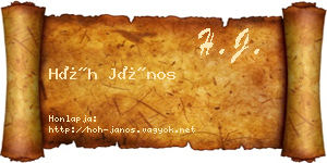 Hőh János névjegykártya
